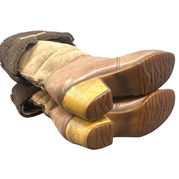 VTG 70s Blondo Leather Boots 10 Shearling Western Winter Distressed boho Hippie - Picture 11 of 16